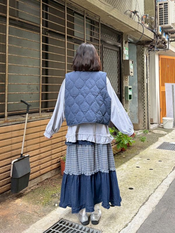 雙面穿絎縫葫蘆紋x素面翻蓋口袋背心 