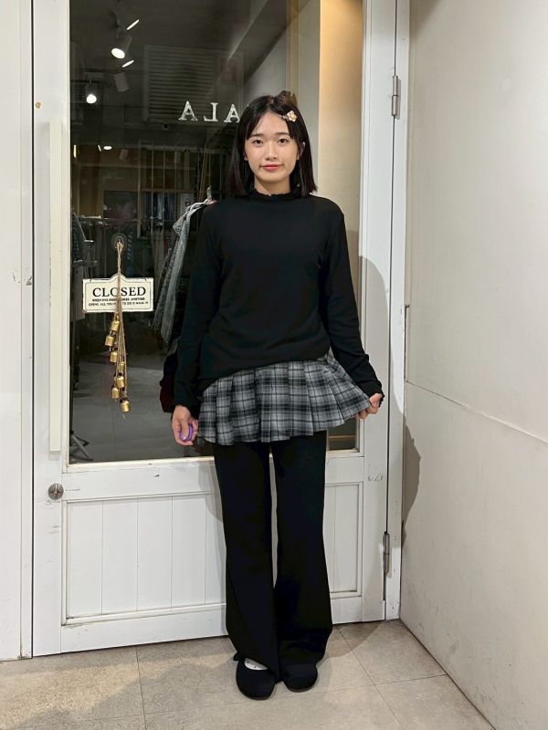 假兩件綁帶裙罩軟料鬆緊腰落地褲 