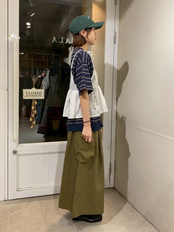 個性皮帶雙層口袋寬鬆長褲 