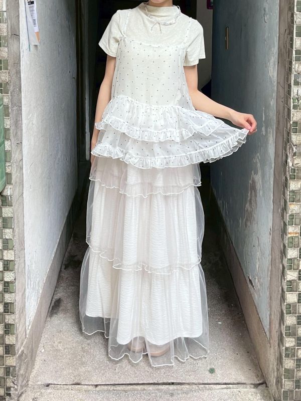 波點紗紗吊帶背心 