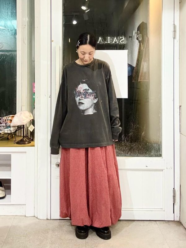 網格人頭照片長袖tee 