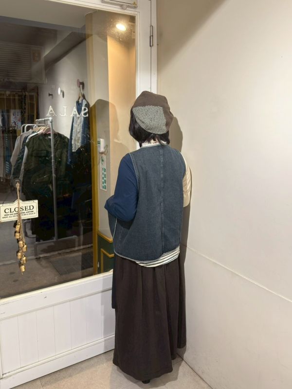 撞色邊大口袋寬鬆牛仔背心 