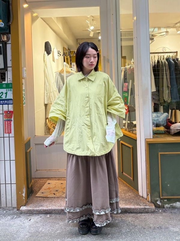 多口袋下擺抽繩寬鬆襯衫 