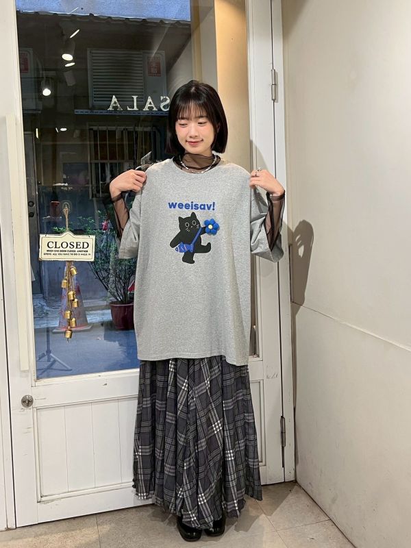 喵～給你一朵小花 oversized Tee 