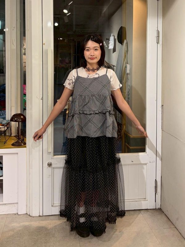 立體縫線造型背後綁帶細肩帶背心 