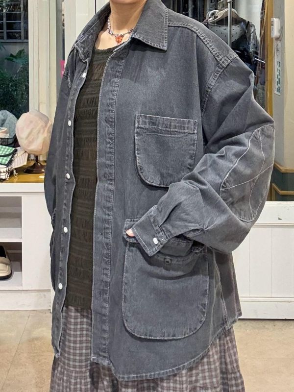 立體翻蓋大口袋牛仔外套 
