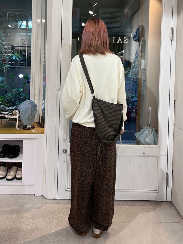 豹紋花邊錐形縮口長褲 