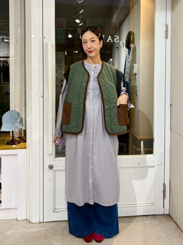 橫縫拼接燈芯絨口袋背心 