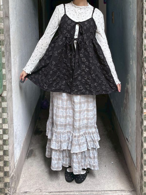 綁帶立體花花可調節吊帶背心 