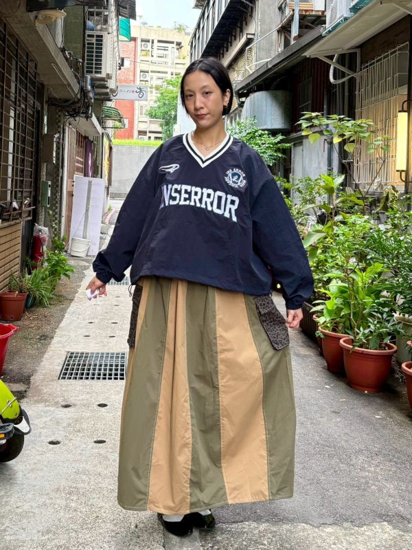 豹紋立體大口袋拼接工裝裙 