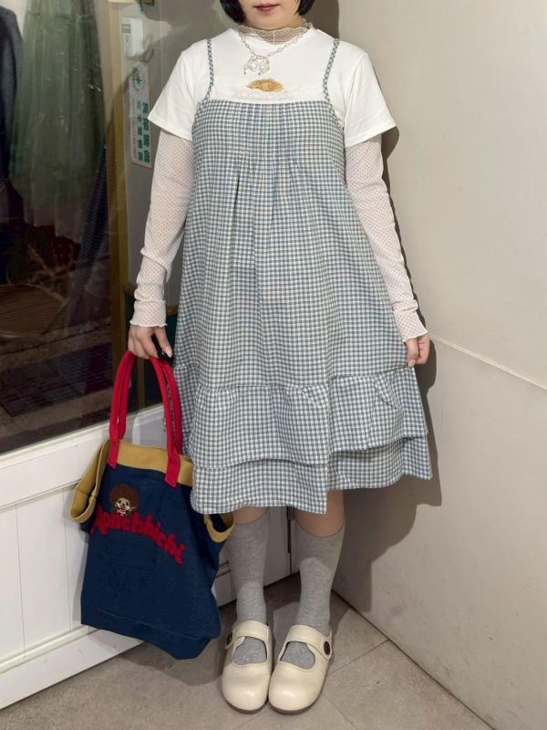 蕾絲拼接打摺雙層蛋糕下擺吊帶背心 