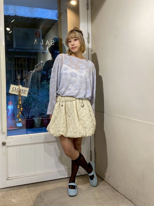 立體絨滿版花花透露長袖上衣 