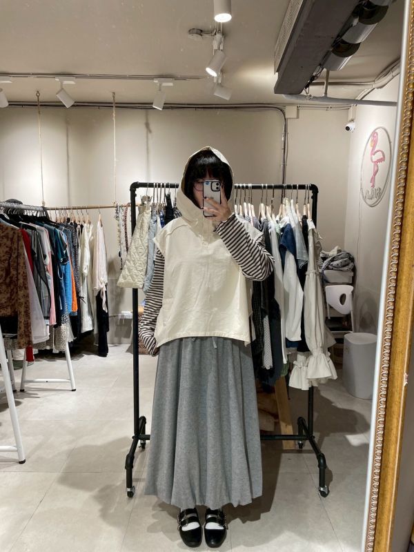 立領小口袋大帽子背心 