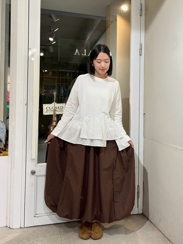 細格紋車線設計澎澎氣球裙 