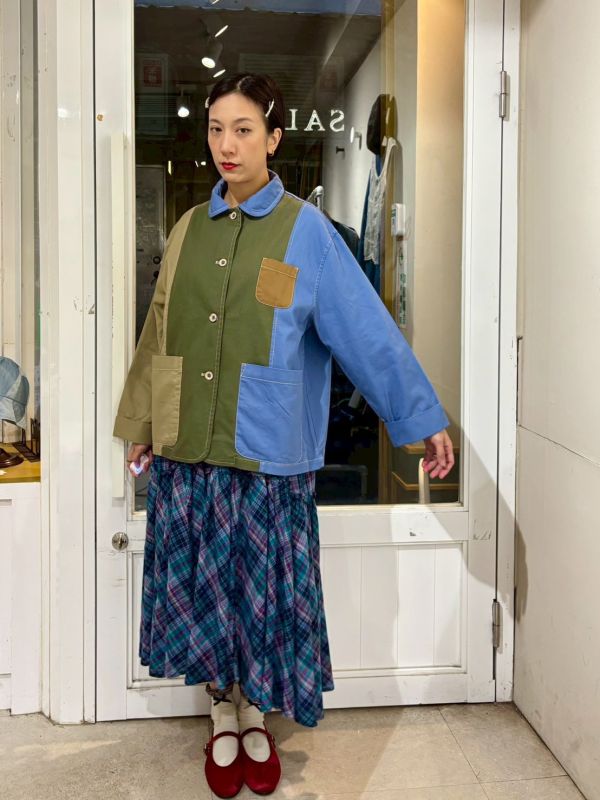 三種拼接色工裝外套 