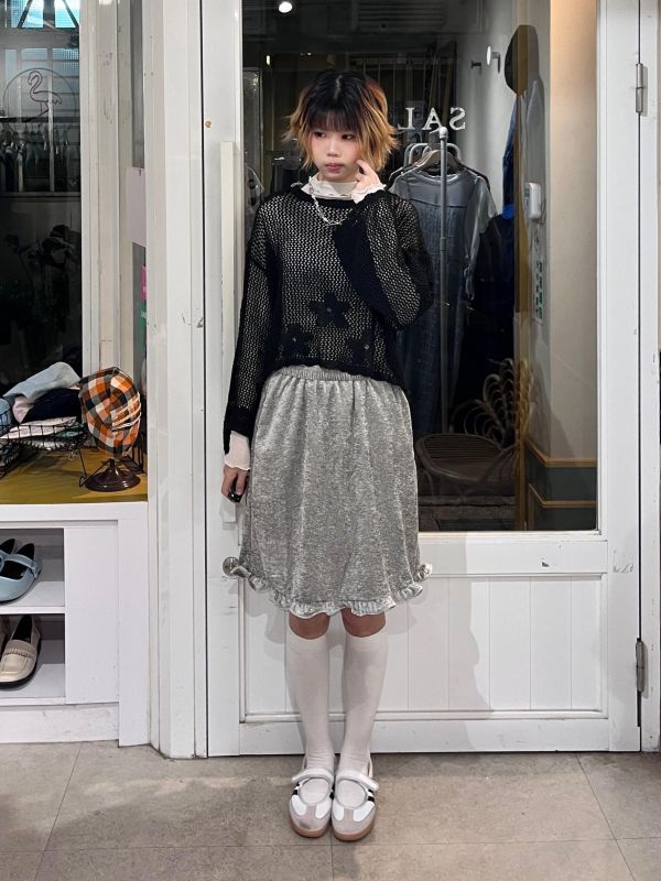 絲絨花邊五分裙 