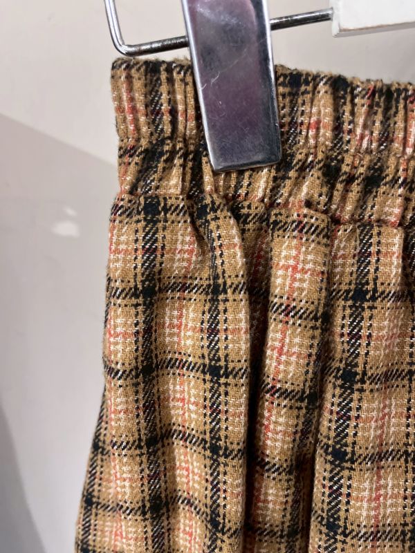 黃色格紋毛呢蛋糕長裙 