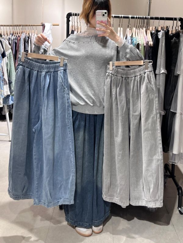 水洗牛仔錐形長褲 