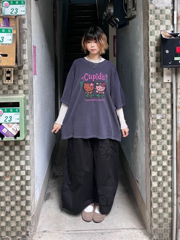 立體大花花澎澎氣球寬褲 