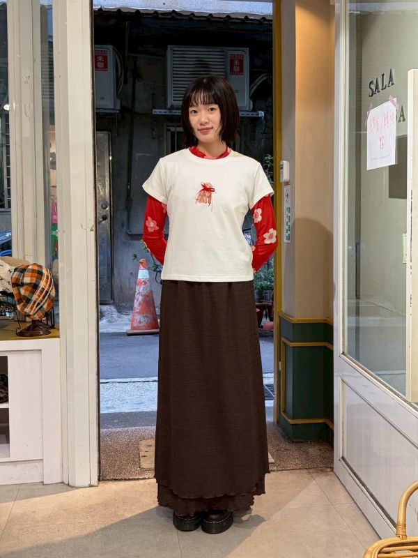 紅緞帶貴賓狗短袖 Tee 