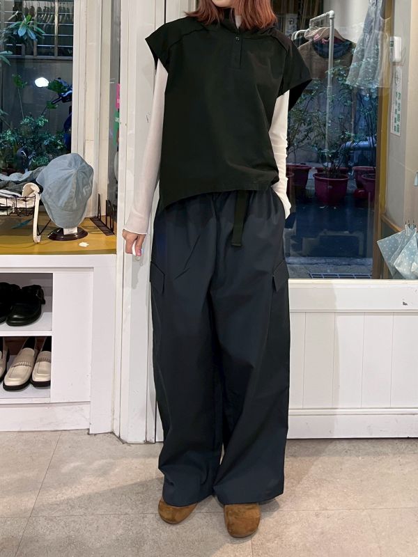 刷刷布腰帶工裝口袋直筒寬褲 