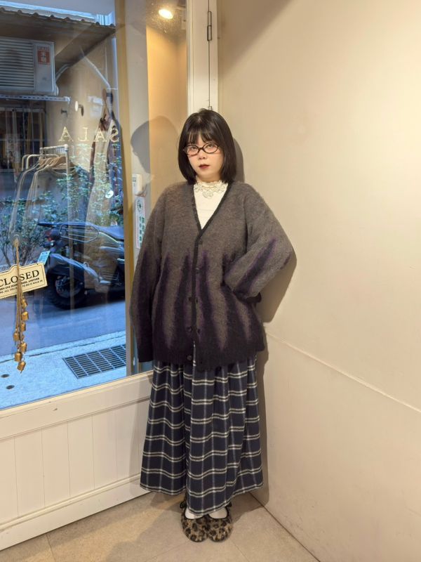 黑紫撞色薄毛衣排釦外套 