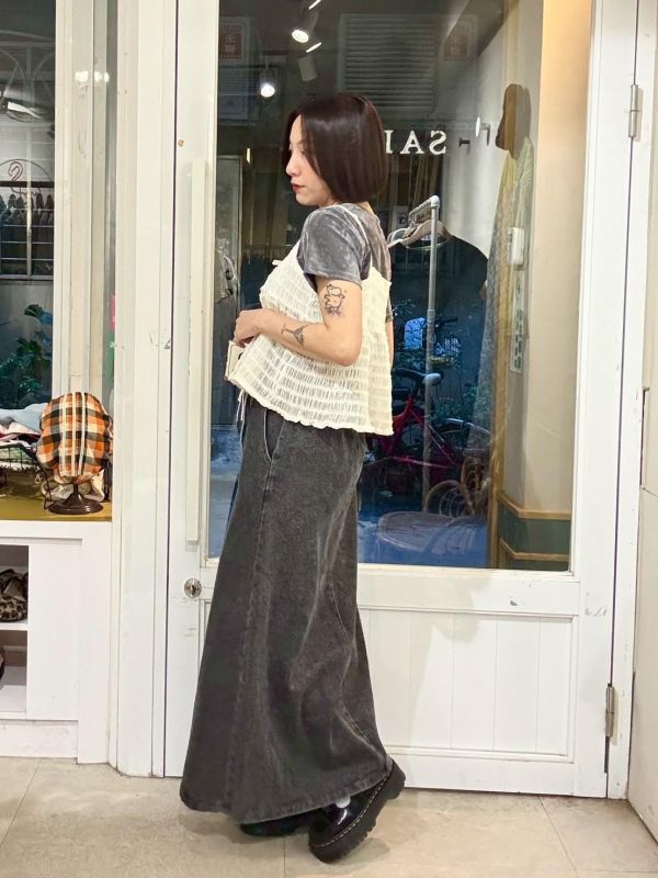 米白抓皺蝴結吊帶背心 