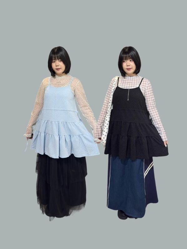 滿版立體花壓紋鬆緊吊帶背心 