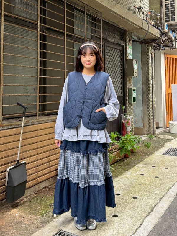 雙面穿絎縫葫蘆紋x素面翻蓋口袋背心 