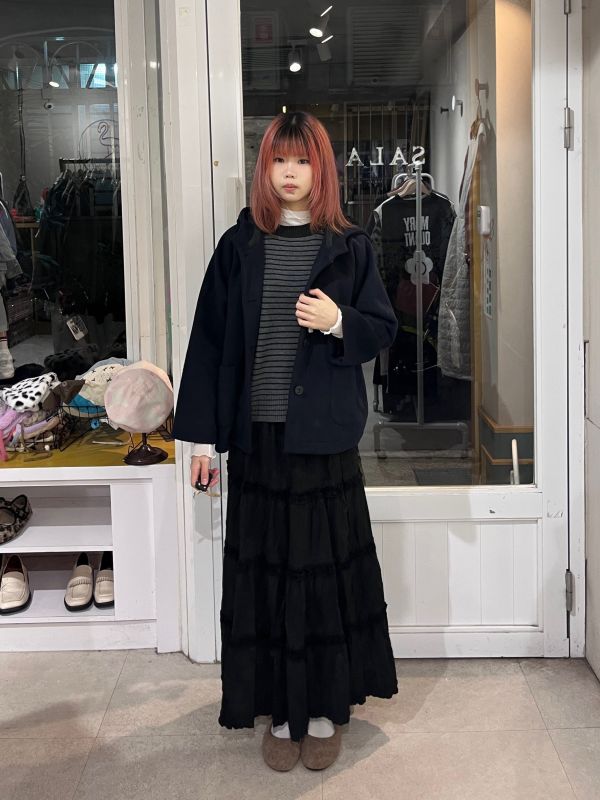 狗狗刺繡條紋針織長袖毛衣 