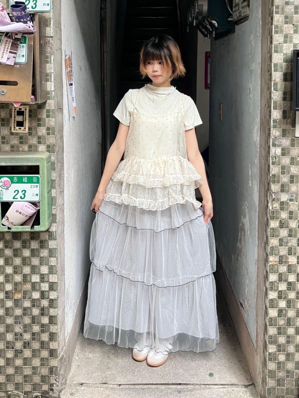 波點紗紗吊帶背心 