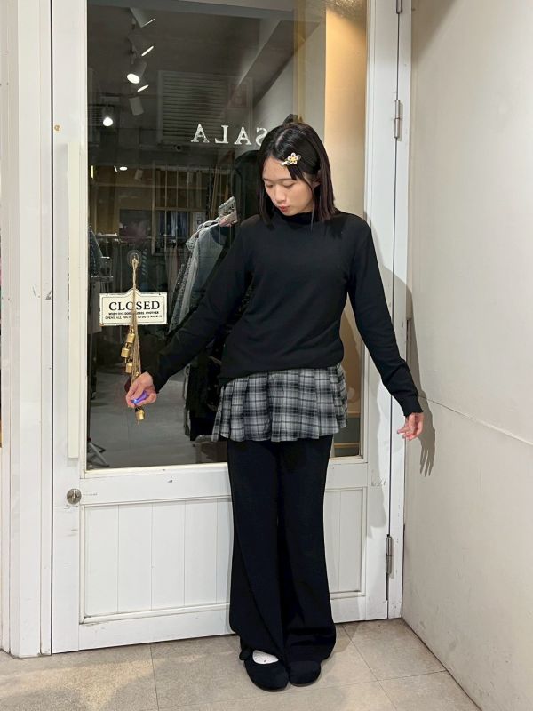 假兩件綁帶裙罩軟料鬆緊腰落地褲 