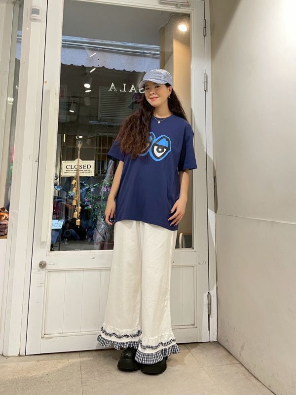 累累眼睛塗鴉深藍色寬鬆TEE 