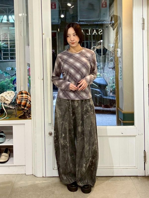 雙層紗格紋上衣 