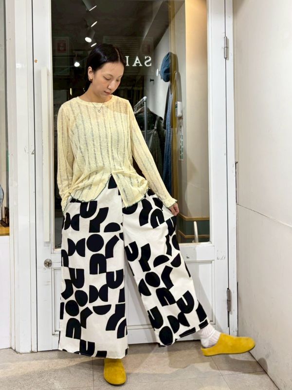 黑色滿版粗體色塊九分寬褲 