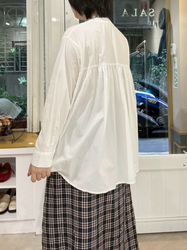 中山領寬鬆前短後長襯衫 