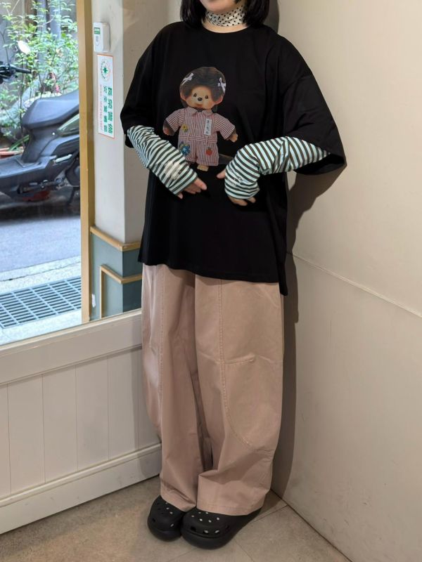 條紋抽繩袖套 