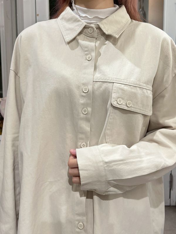 翻領排扣口袋襯衫 