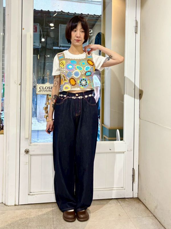 彩色花針織背心 