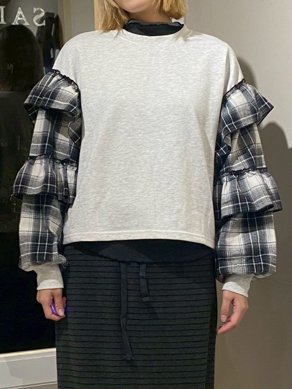 蛋糕多層次袖棉長袖上衣 