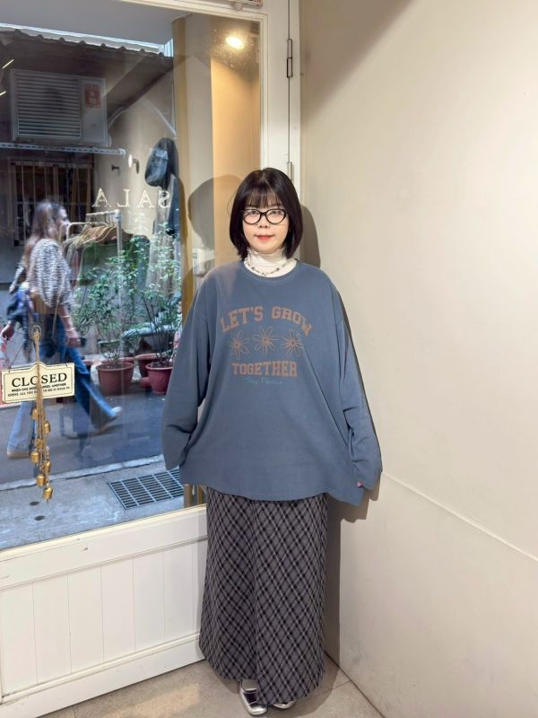 Let’s grow落肩長袖上衣 