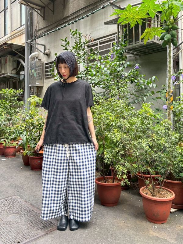 浮水印細橫紋木耳滾邊短tee 