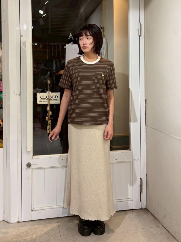 橫紋胸前口袋小圖標針織上衣 