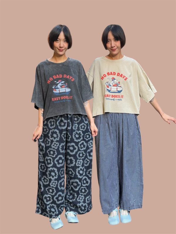 No bad days狗狗騎車短版tee 