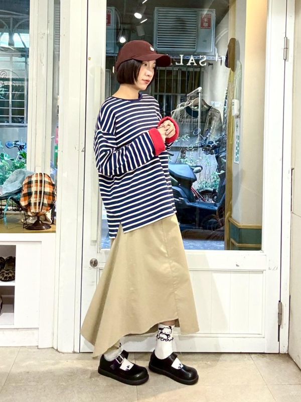 不規則拼接A字裙 