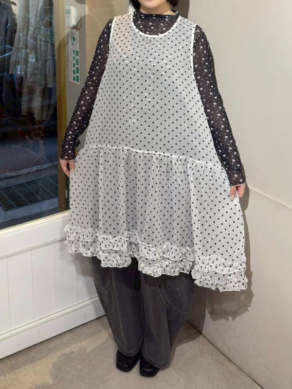 透透紗雙層蛋糕下擺長版背心 