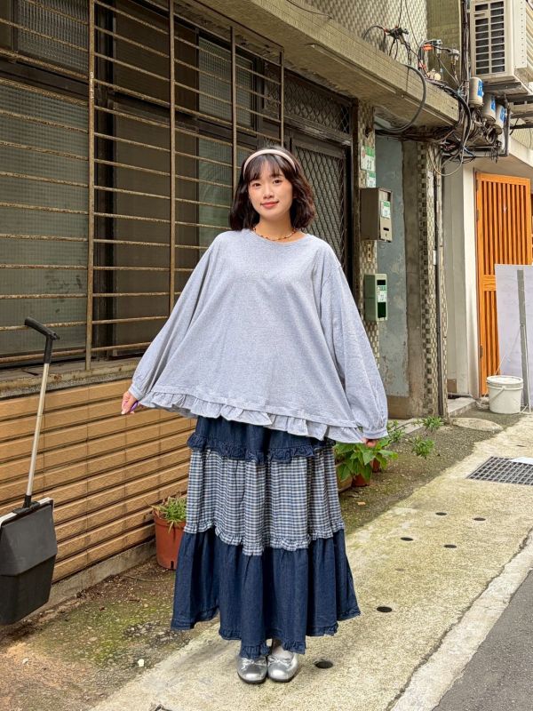 荷葉邊下擺休閒上衣 