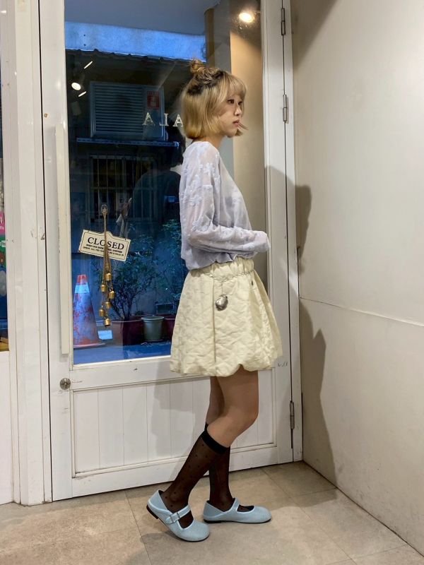 立體絨滿版花花透露長袖上衣 