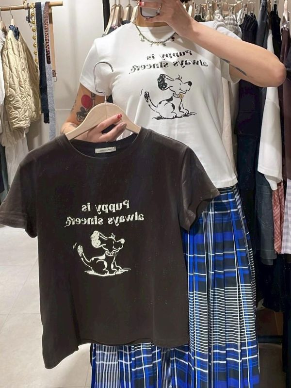 立體項鍊小狗tee 