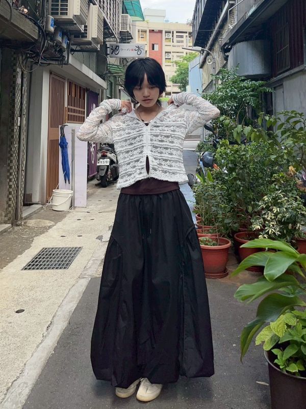 唯美蕾絲連帽雙拉鏈長袖外套 
